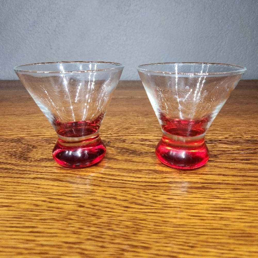 Crate & Barrel Dizzy Red Cocktail Glass set of 2